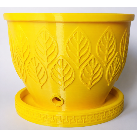 Pot de Fleur Design Jaune avec Soucoupe